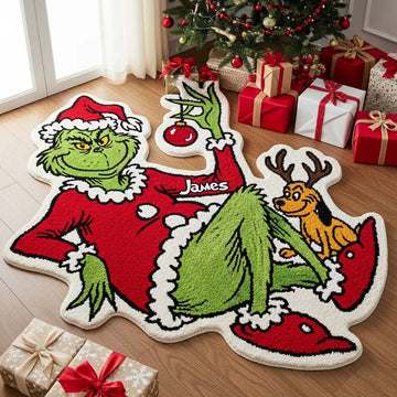 Grch Green Monster Merry Grinchmas Custom Name Christmas Gift For Fan Movies - Personalized Tufted Rug HH01