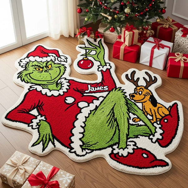 Grch Green Monster Merry Grinchmas Custom Name Christmas Gift For Fan Movies - Personalized Tufted Rug HH01