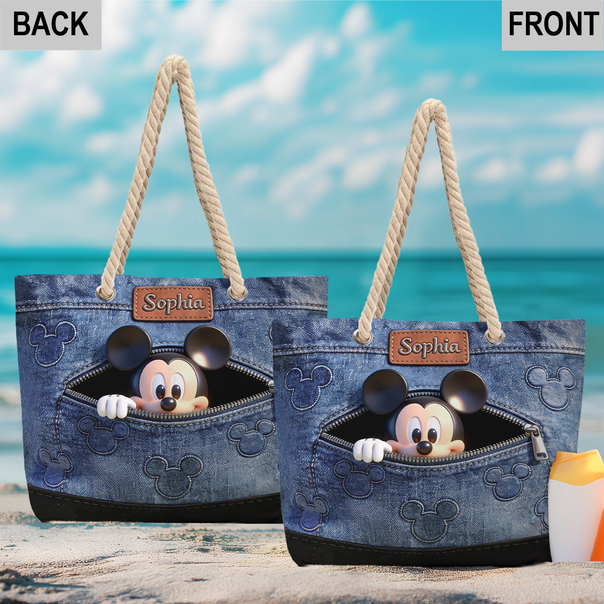 Summer Beach With Magical Mouse - Personalized Beach Bag - Vacation Gift For Movie Fans - MkMo