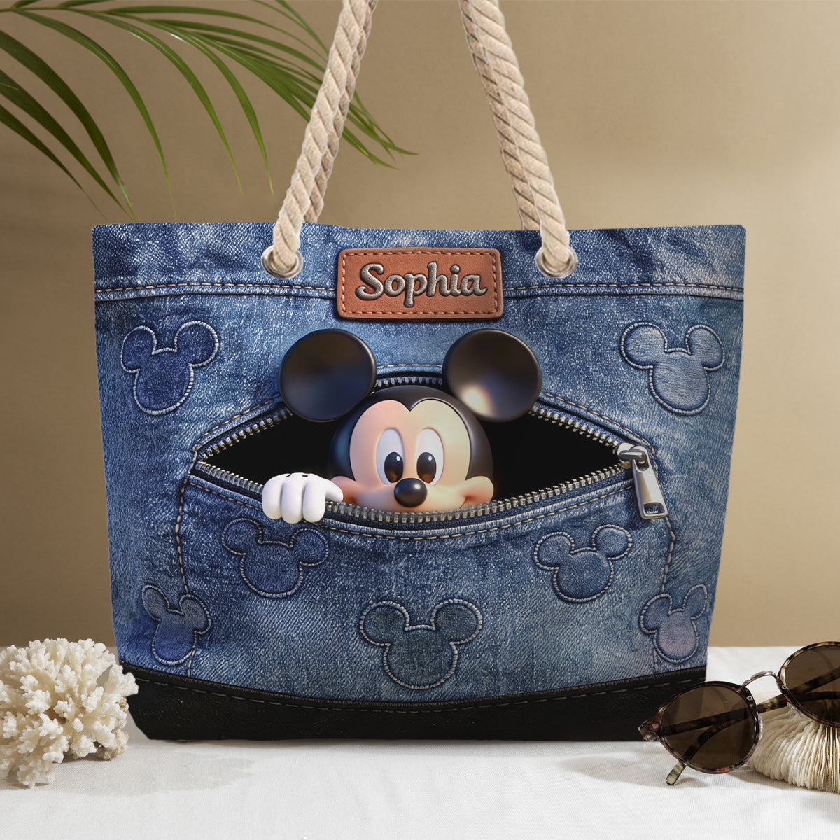 Summer Beach With Magical Mouse - Personalized Beach Bag - Vacation Gift For Movie Fans - MkMo