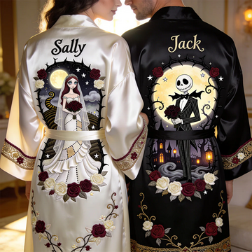 Til' Death Do Us Part, Wedding Gifts - Personalized TNBC halloween Satin Robe-TN1609260227