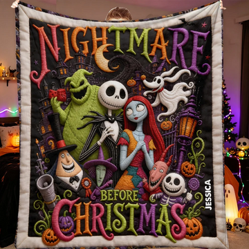 Personalized TNBC halloween Characters Blanket – Custom Name Halloween Gift- TN1609260549
