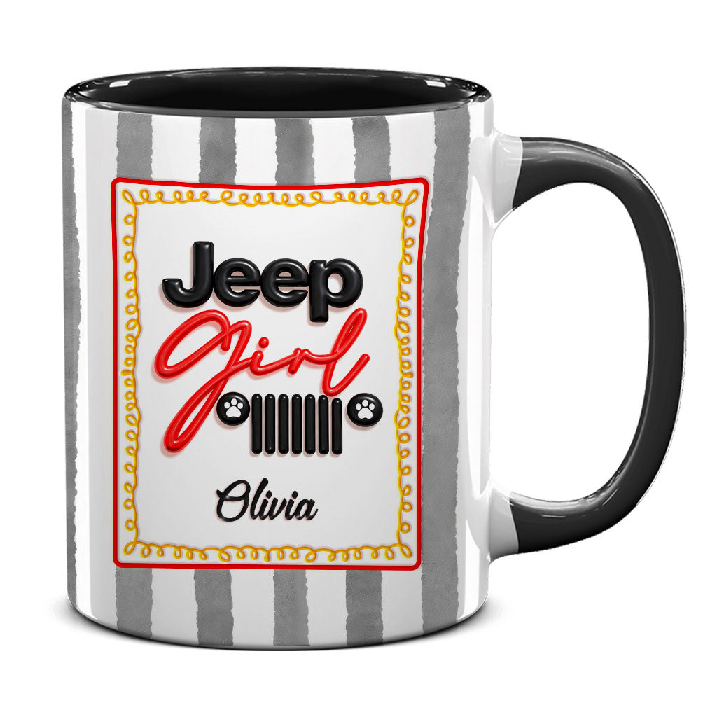 Personalized Jeep Girl Grille Dog Paws Coffee Accent Mug DN1408261647