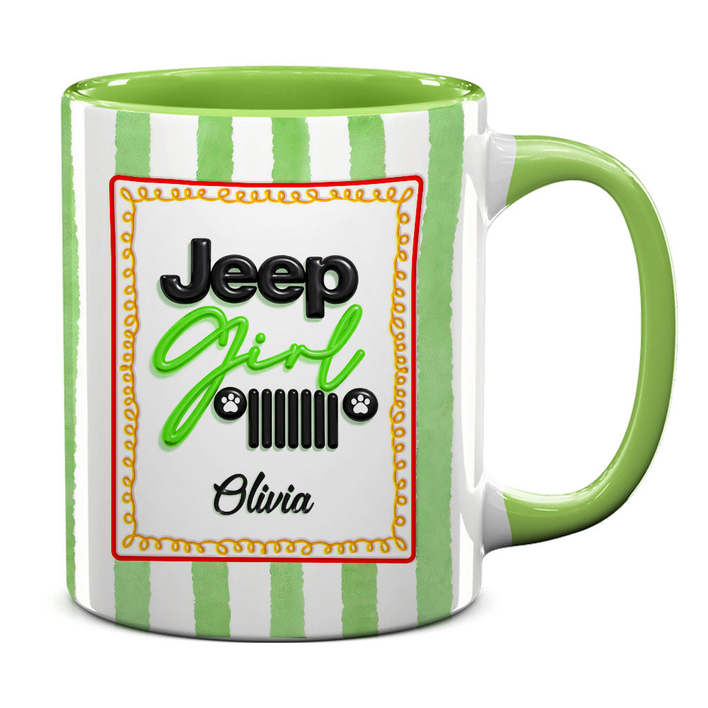 Personalized Jeep Girl Grille Dog Paws Coffee Accent Mug DN1408261647