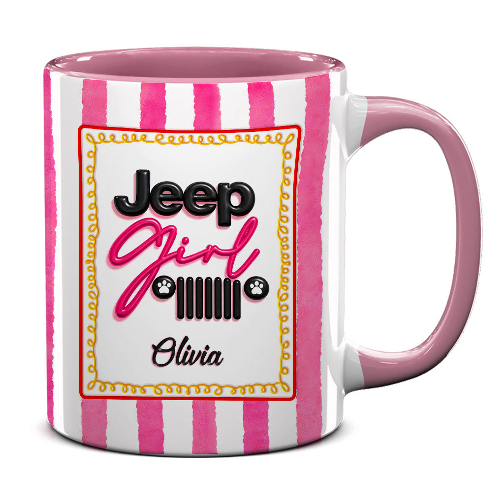 Personalized Jeep Girl Grille Dog Paws Coffee Accent Mug DN1408261647