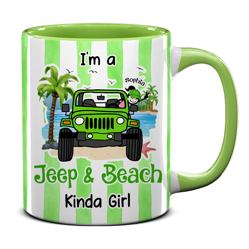 Personalized I'm A Jeep & Beach Kinda Girl Coffee Accent Mug DN1408261645