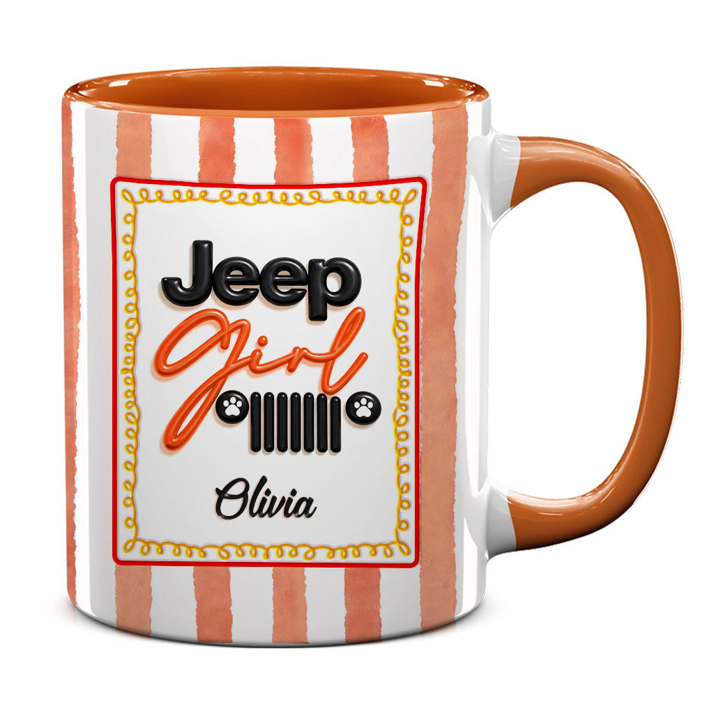 Personalized Jeep Girl Grille Dog Paws Coffee Accent Mug DN1408261647