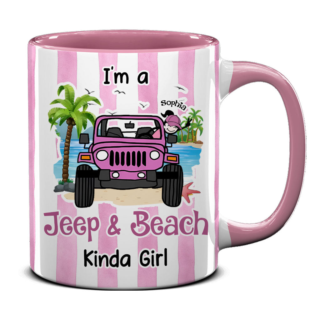 Personalized I'm A Jeep & Beach Kinda Girl Coffee Accent Mug DN1408261645