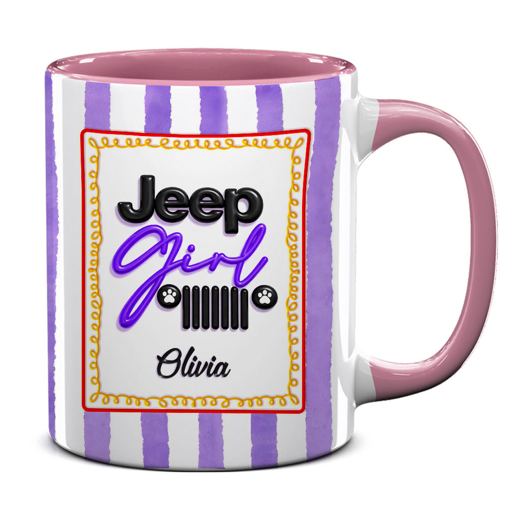 Personalized Jeep Girl Grille Dog Paws Coffee Accent Mug DN1408261647