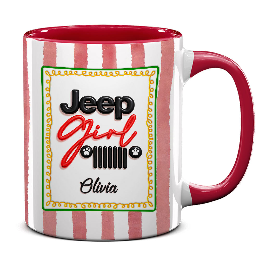 Personalized Jeep Girl Grille Dog Paws Coffee Accent Mug DN1408261647