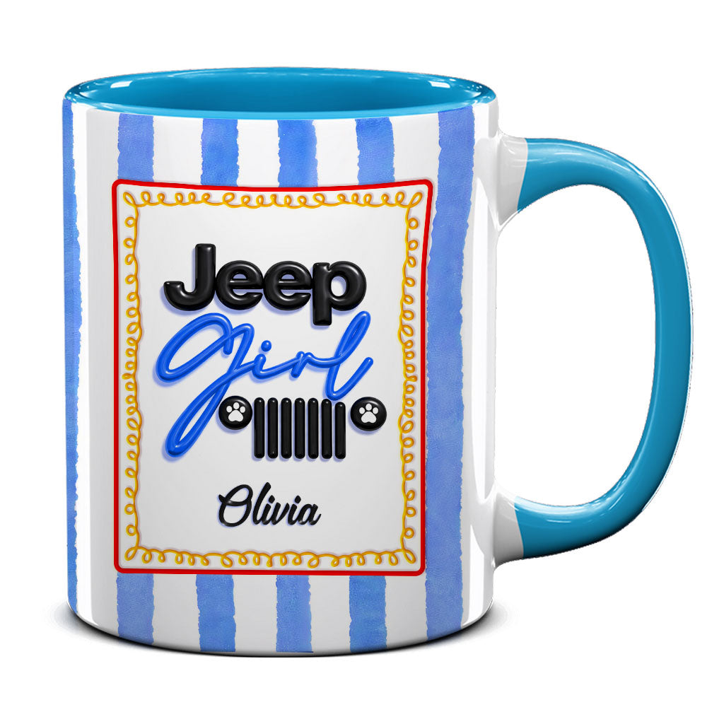 Personalized Jeep Girl Grille Dog Paws Coffee Accent Mug DN1408261647