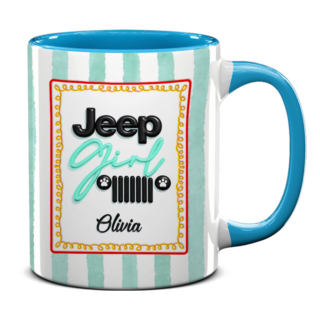 Personalized Jeep Girl Grille Dog Paws Coffee Accent Mug DN1408261647