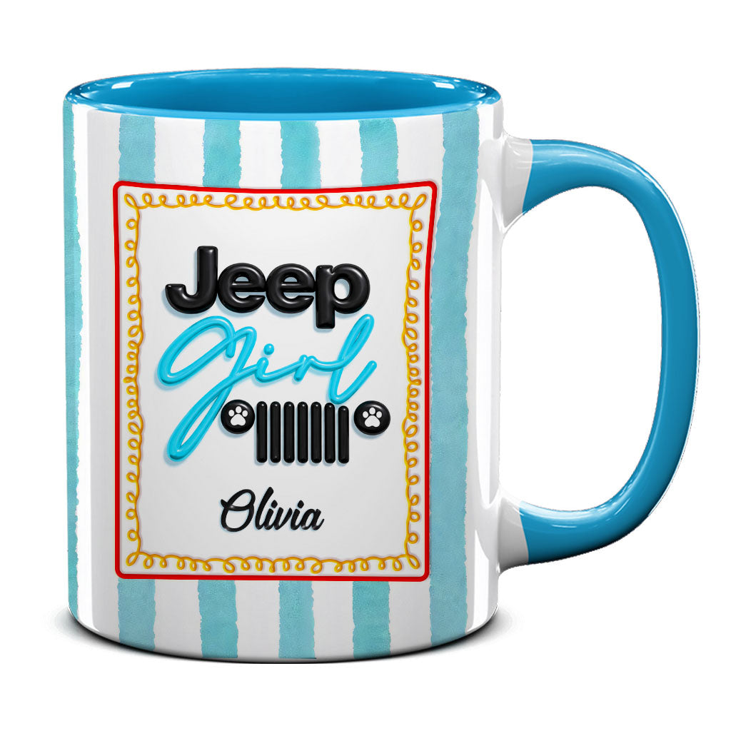 Personalized Jeep Girl Grille Dog Paws Coffee Accent Mug DN1408261647