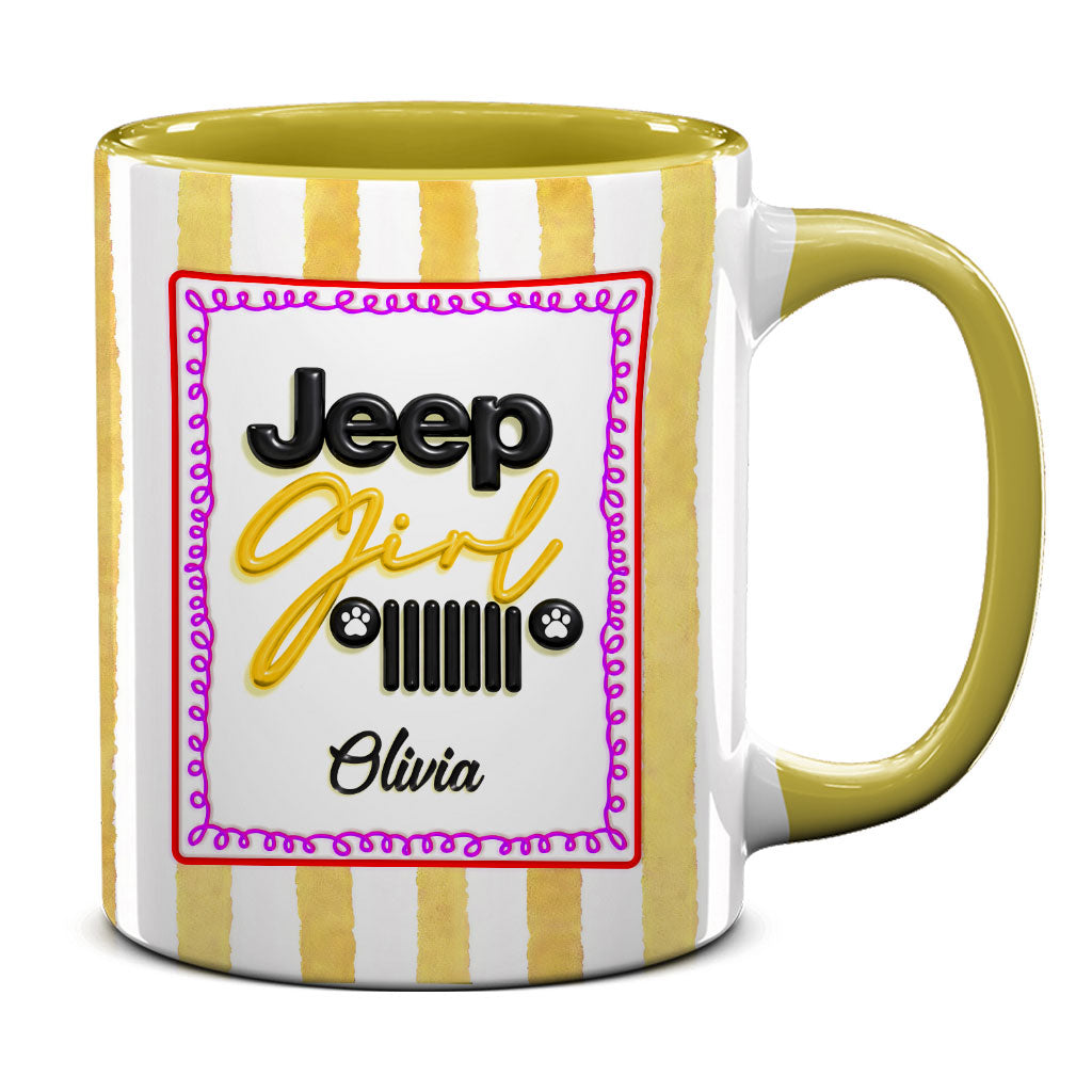 Personalized Jeep Girl Grille Dog Paws Coffee Accent Mug DN1408261647