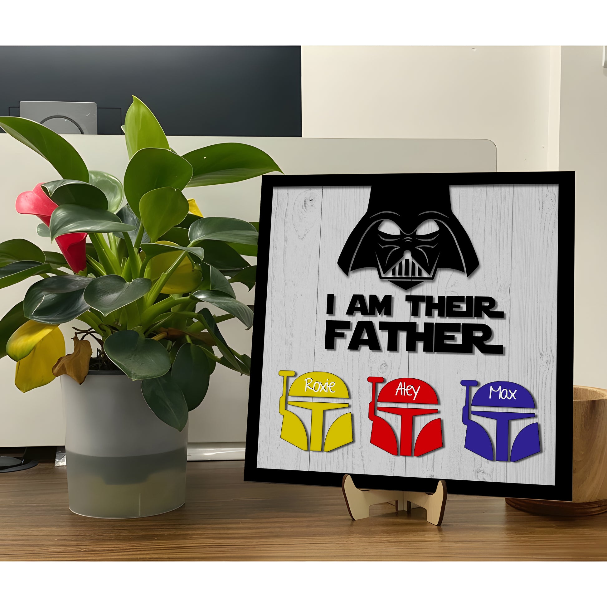 litzzy Personalized Lightsaber Gift I Am Their Father Sign, Fathers Day Gift, Dad Gift, Gift For father's day Version 2 Custom Wooden Sign   