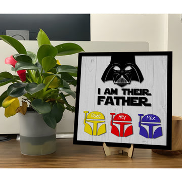 litzzy Personalized Lightsaber Gift I Am Their Father Sign, Fathers Day Gift, Dad Gift, Gift For father's day Version 2 Custom Wooden Sign   
