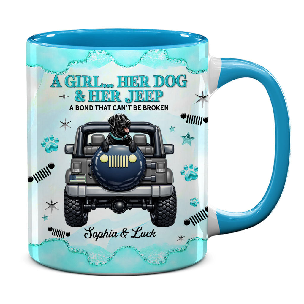 Personalized A Girl Her Dog Her Jeep Coffee Accent Mug DN1408261644