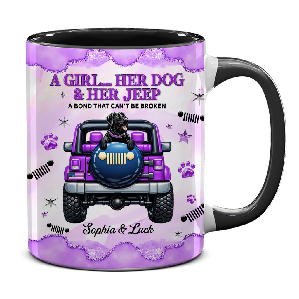 Personalized A Girl Her Dog Her Jeep Coffee Accent Mug DN1408261644