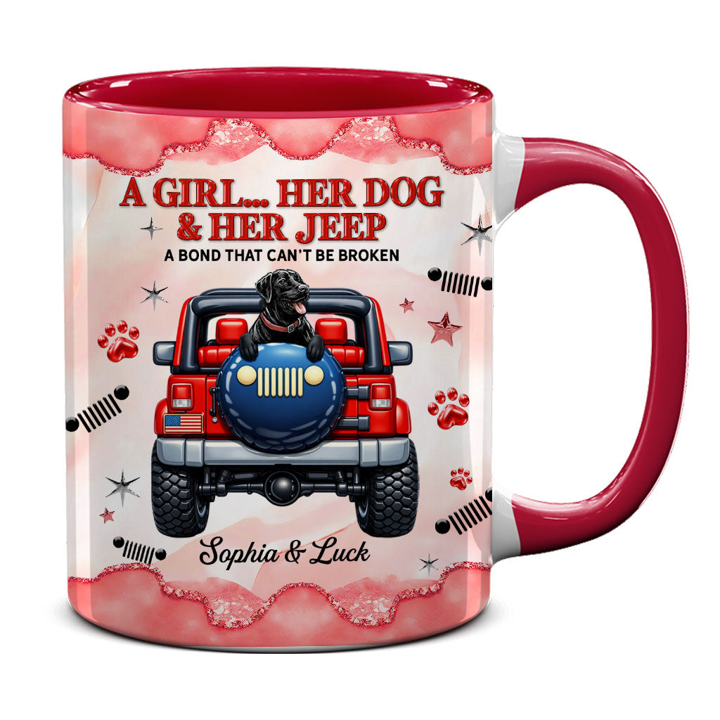 Personalized A Girl Her Dog Her Jeep Coffee Accent Mug DN1408261644