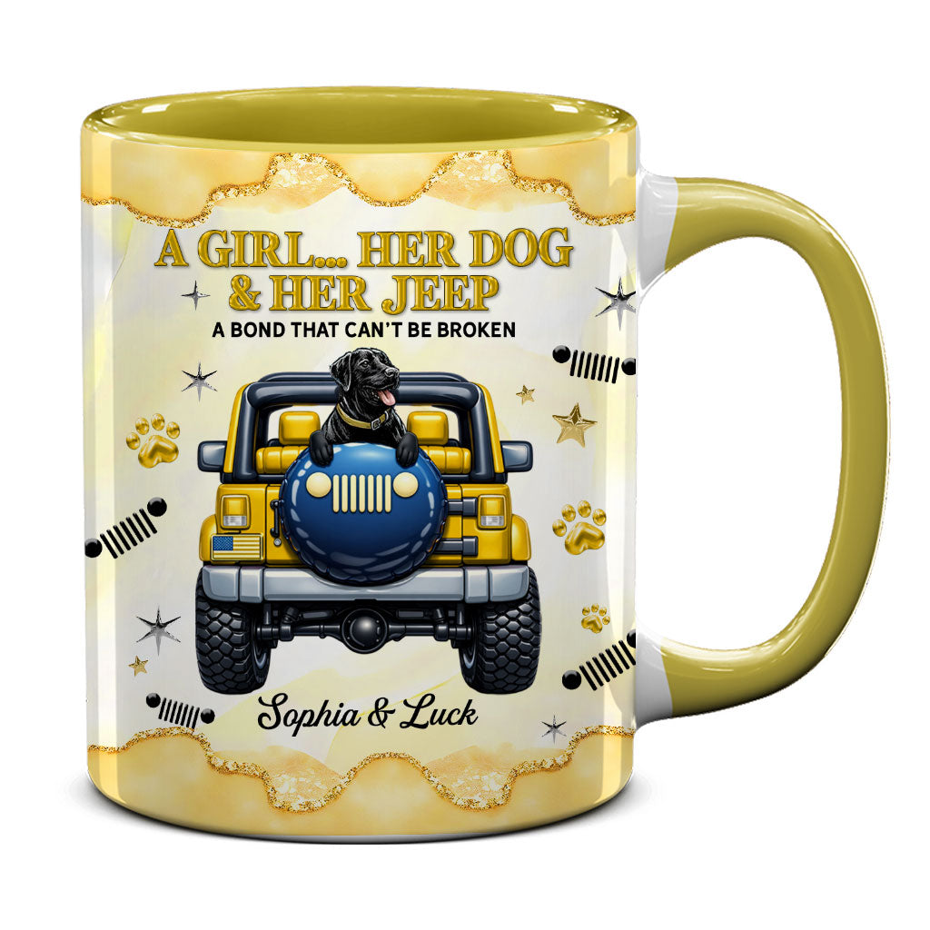 Personalized A Girl Her Dog Her Jeep Coffee Accent Mug DN1408261644