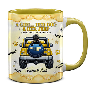 Personalized A Girl Her Dog Her Jeep Coffee Accent Mug DN1408261644