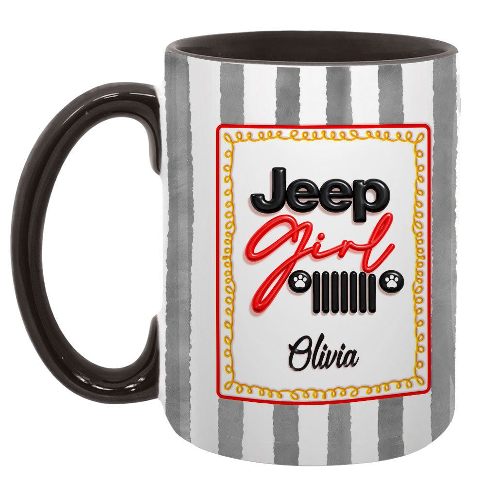 Personalized Jeep Girl Grille Dog Paws Coffee Accent Mug DN1408261647