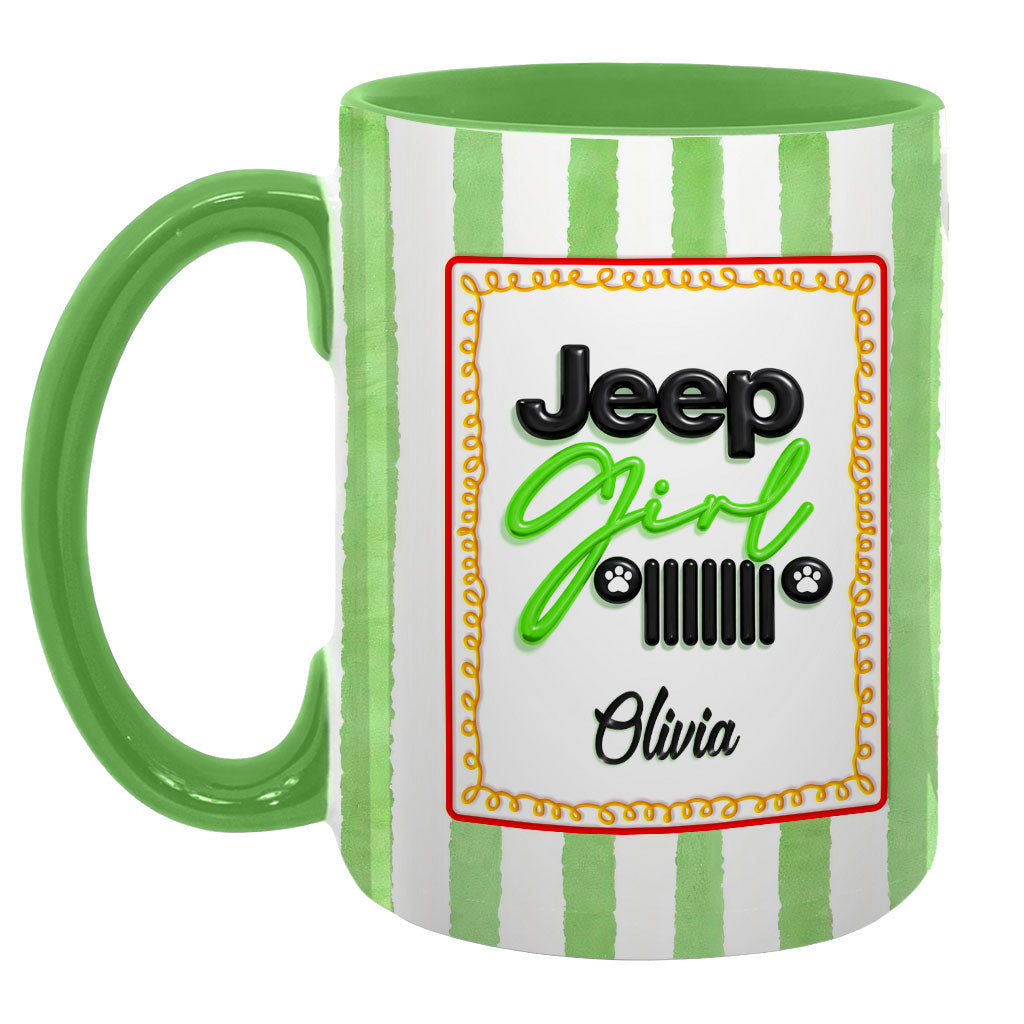 Personalized Jeep Girl Grille Dog Paws Coffee Accent Mug DN1408261647
