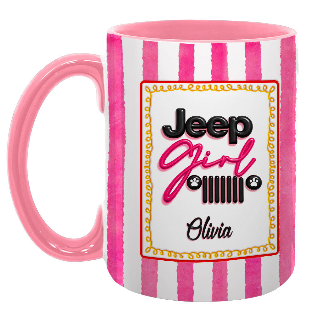 Personalized Jeep Girl Grille Dog Paws Coffee Accent Mug DN1408261647