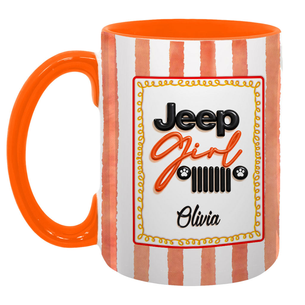 Personalized Jeep Girl Grille Dog Paws Coffee Accent Mug DN1408261647