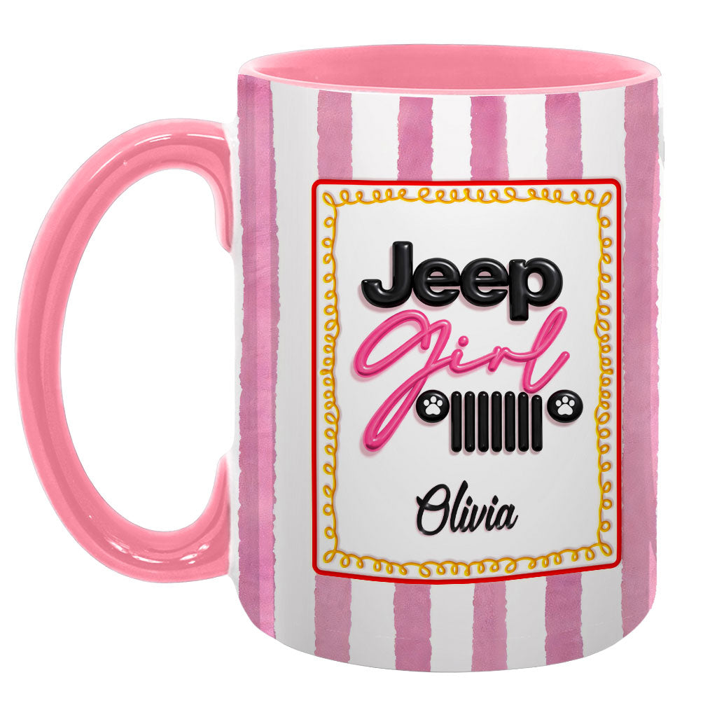 Personalized Jeep Girl Grille Dog Paws Coffee Accent Mug DN1408261647