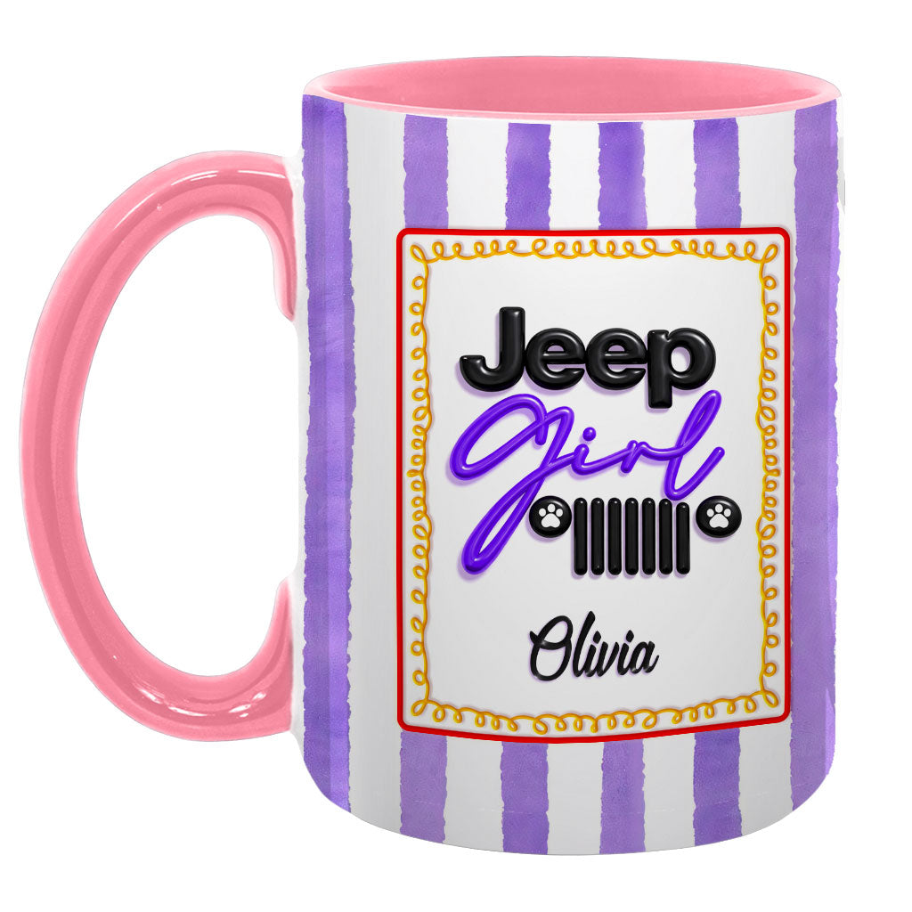 Personalized Jeep Girl Grille Dog Paws Coffee Accent Mug DN1408261647