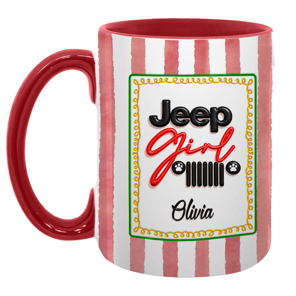 Personalized Jeep Girl Grille Dog Paws Coffee Accent Mug DN1408261647