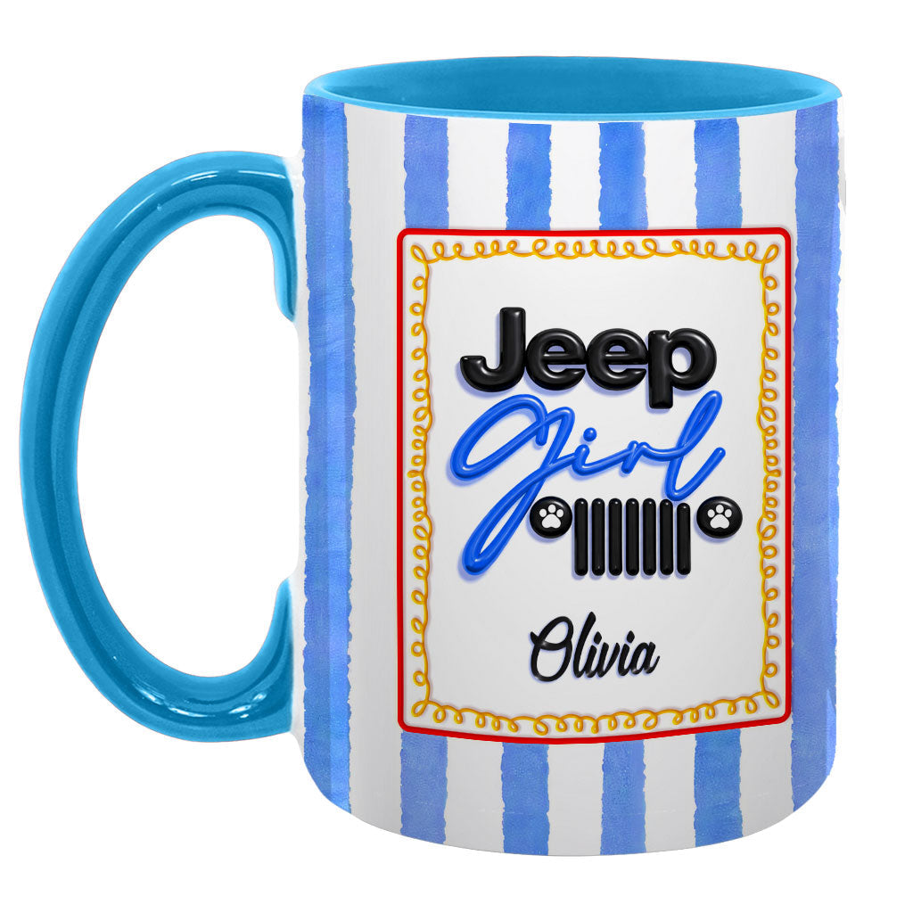 Personalized Jeep Girl Grille Dog Paws Coffee Accent Mug DN1408261647