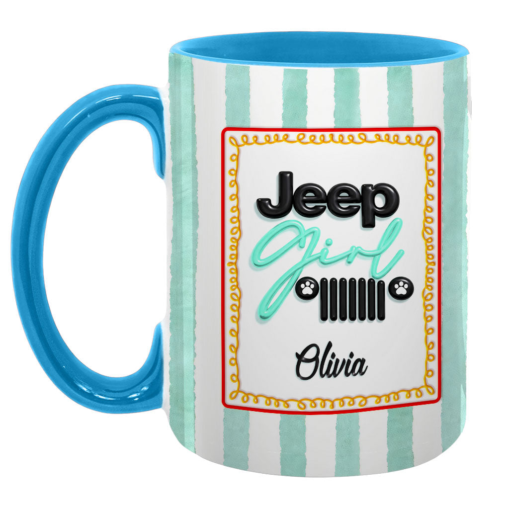 Personalized Jeep Girl Grille Dog Paws Coffee Accent Mug DN1408261647