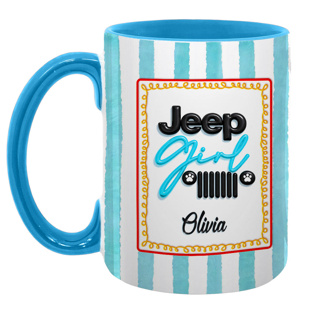 Personalized Jeep Girl Grille Dog Paws Coffee Accent Mug DN1408261647