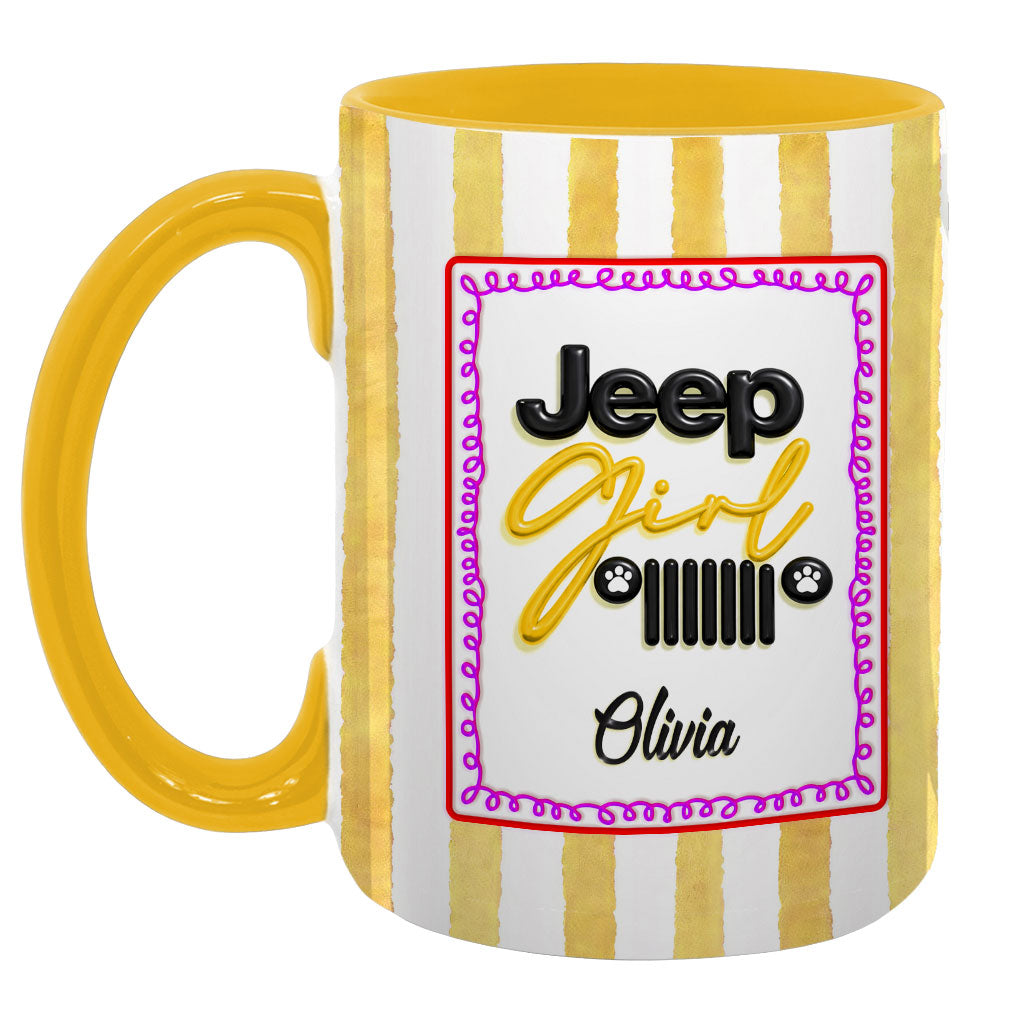 Personalized Jeep Girl Grille Dog Paws Coffee Accent Mug DN1408261647