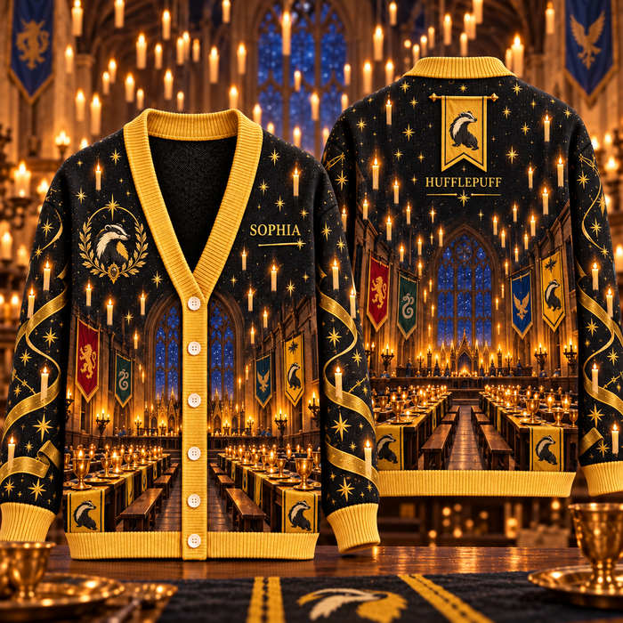 HaPo Enchanted Common Rooms & Candlelit Halls - Personalized Cardigan-DN1710260440
