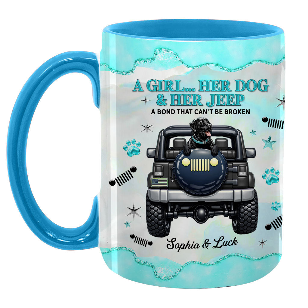 Personalized A Girl Her Dog Her Jeep Coffee Accent Mug DN1408261644