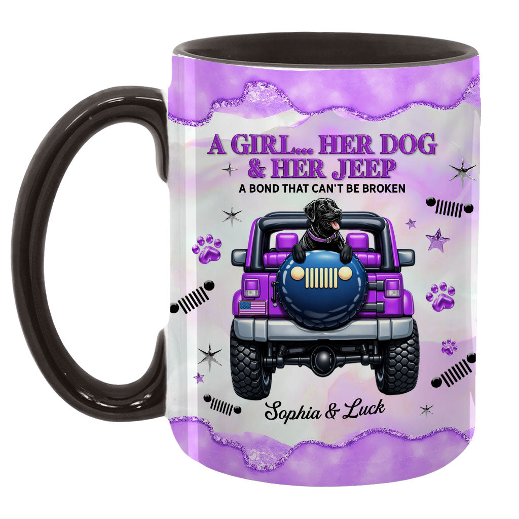 Personalized A Girl Her Dog Her Jeep Coffee Accent Mug DN1408261644