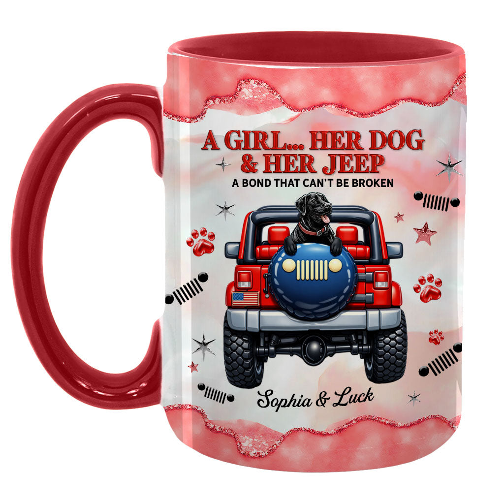 Personalized A Girl Her Dog Her Jeep Coffee Accent Mug DN1408261644