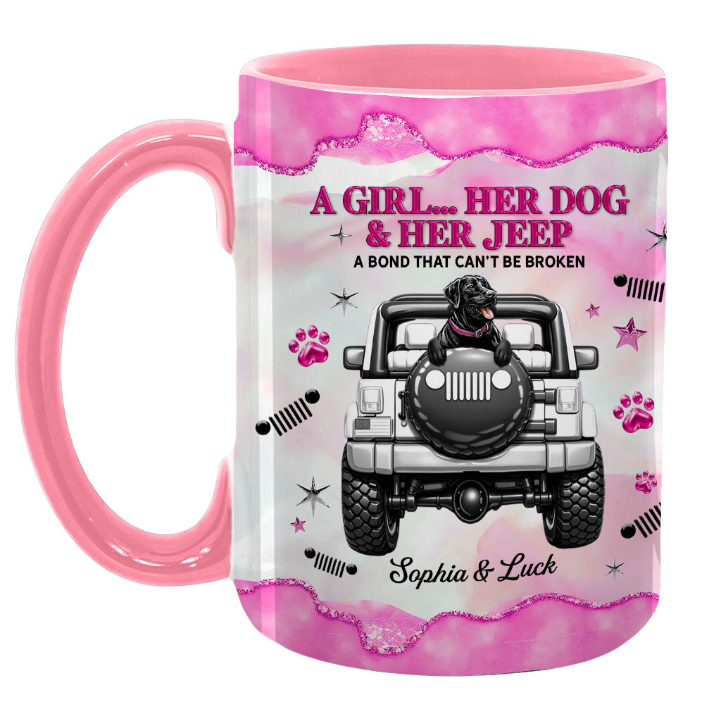 Personalized A Girl Her Dog Her Jeep Coffee Accent Mug DN1408261644