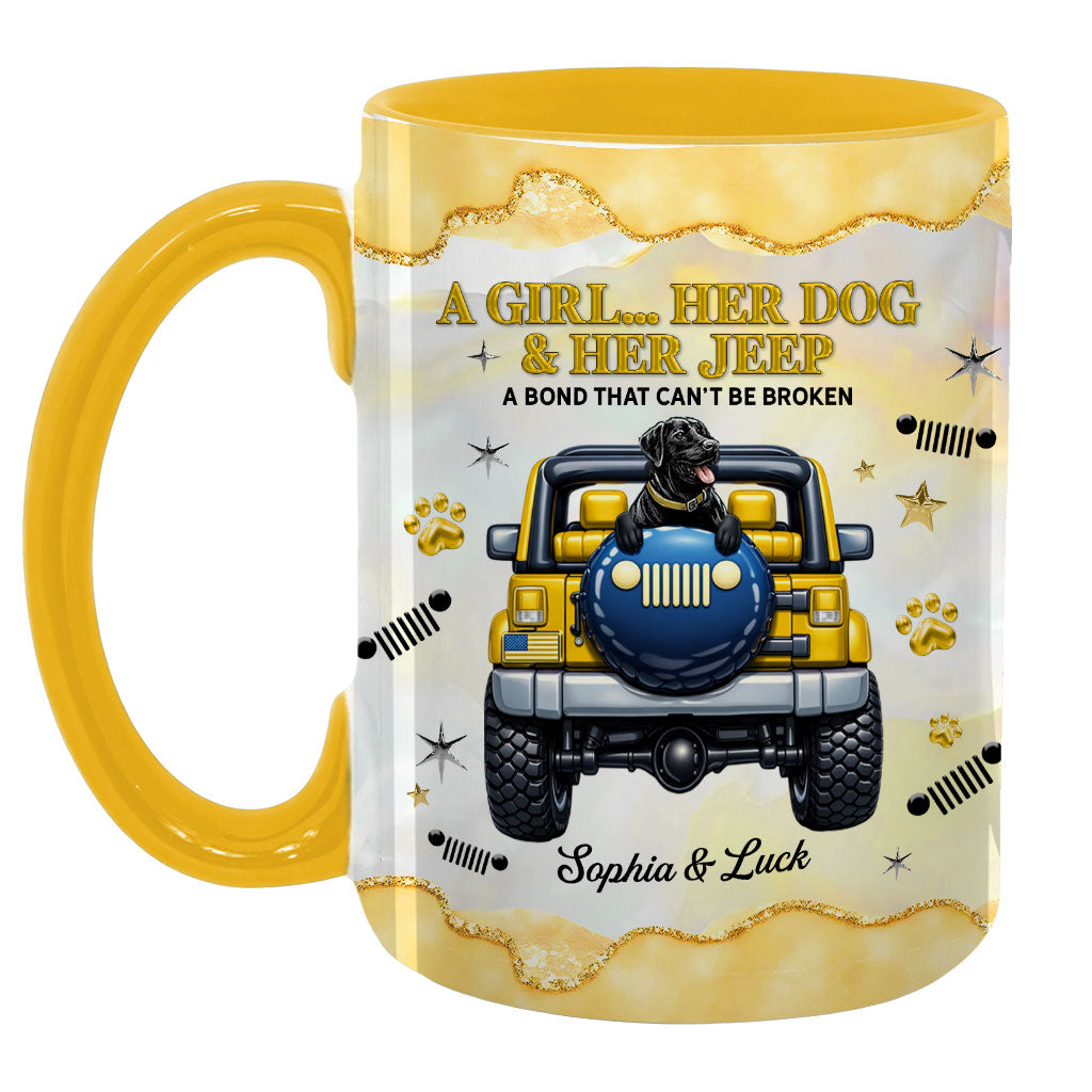 Personalized A Girl Her Dog Her Jeep Coffee Accent Mug DN1408261644