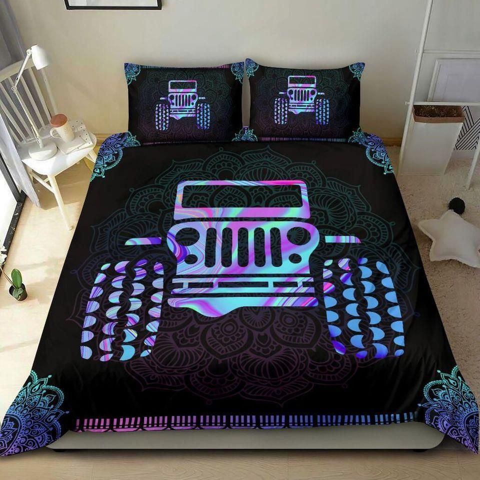 galaxy-jeep-mandala-purple-holographic-duvet-cover-bedding-set