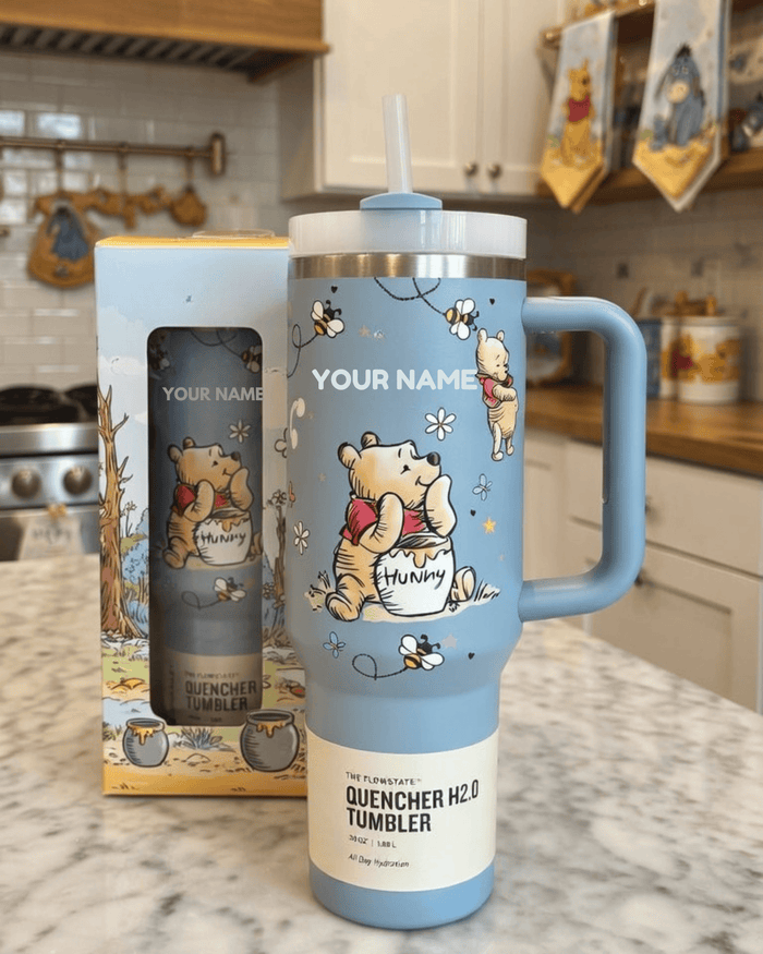 Blue/Pink Pooh 100 Years of Friendship - Personalized Tumbler 40OZ HB23041141