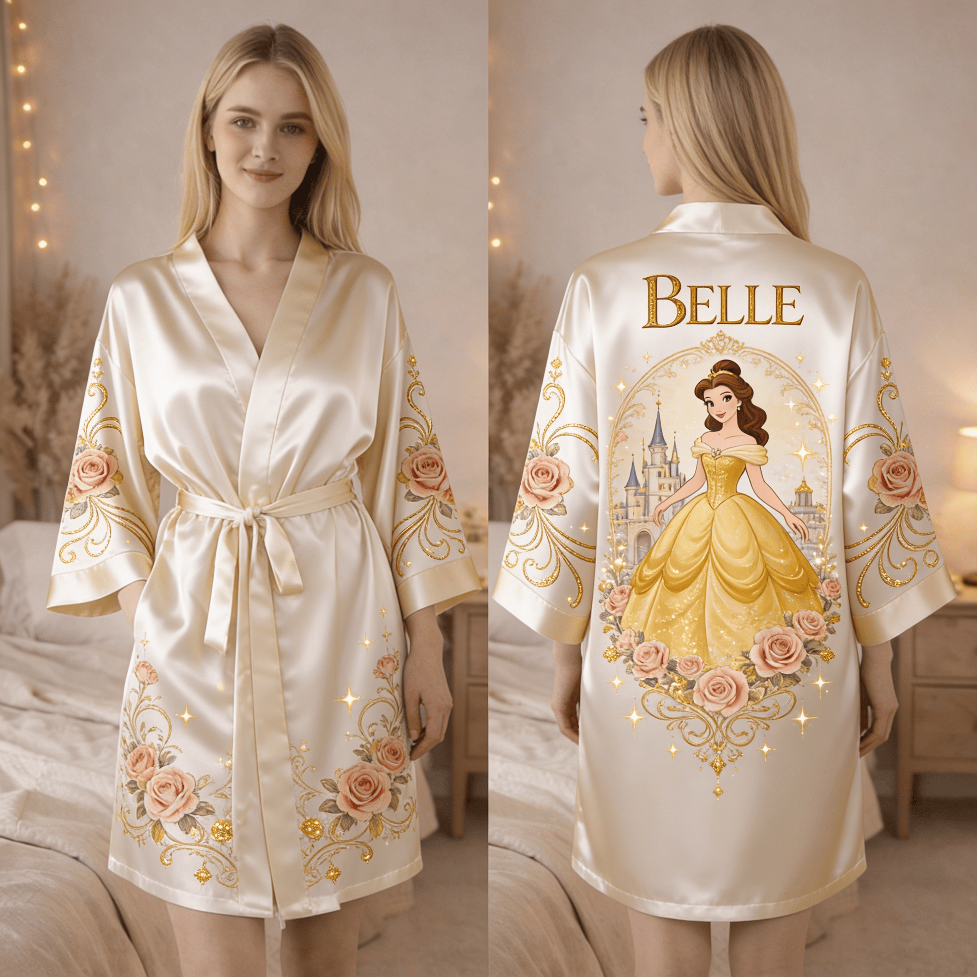 Princess Belle Women's Satin Robe