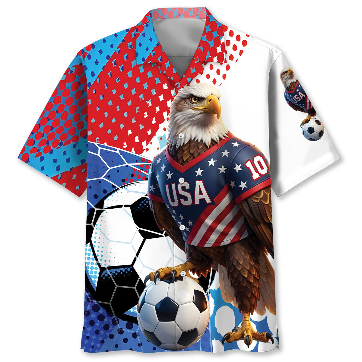 USA Bald Eagle Soccer - Hawaiian Shirt - Gift For Patriots, Football Lovers