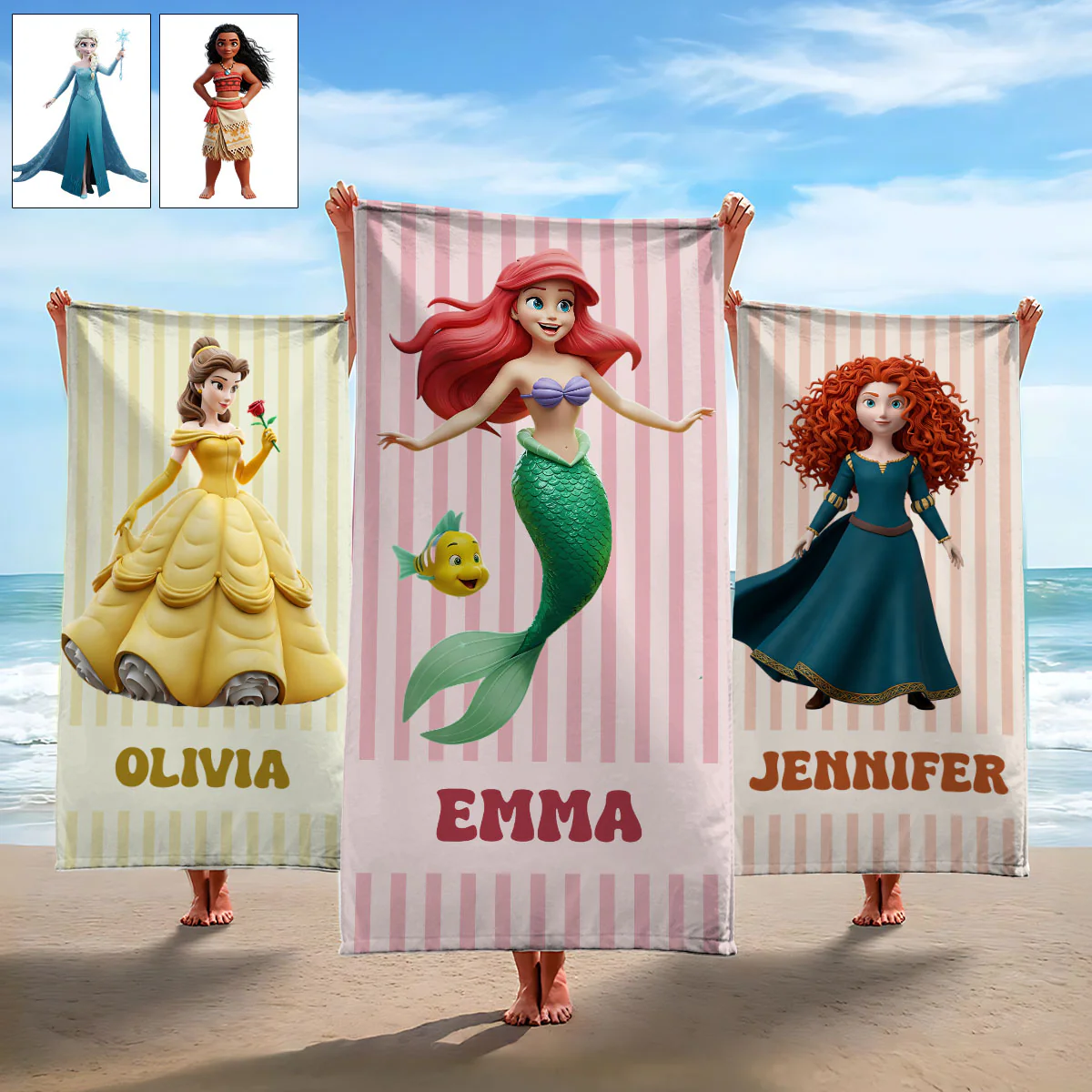 Summer Time With Beautiful Princess - Personalized Beach Towel - Vacation Gift For Movie Fans - DSNY