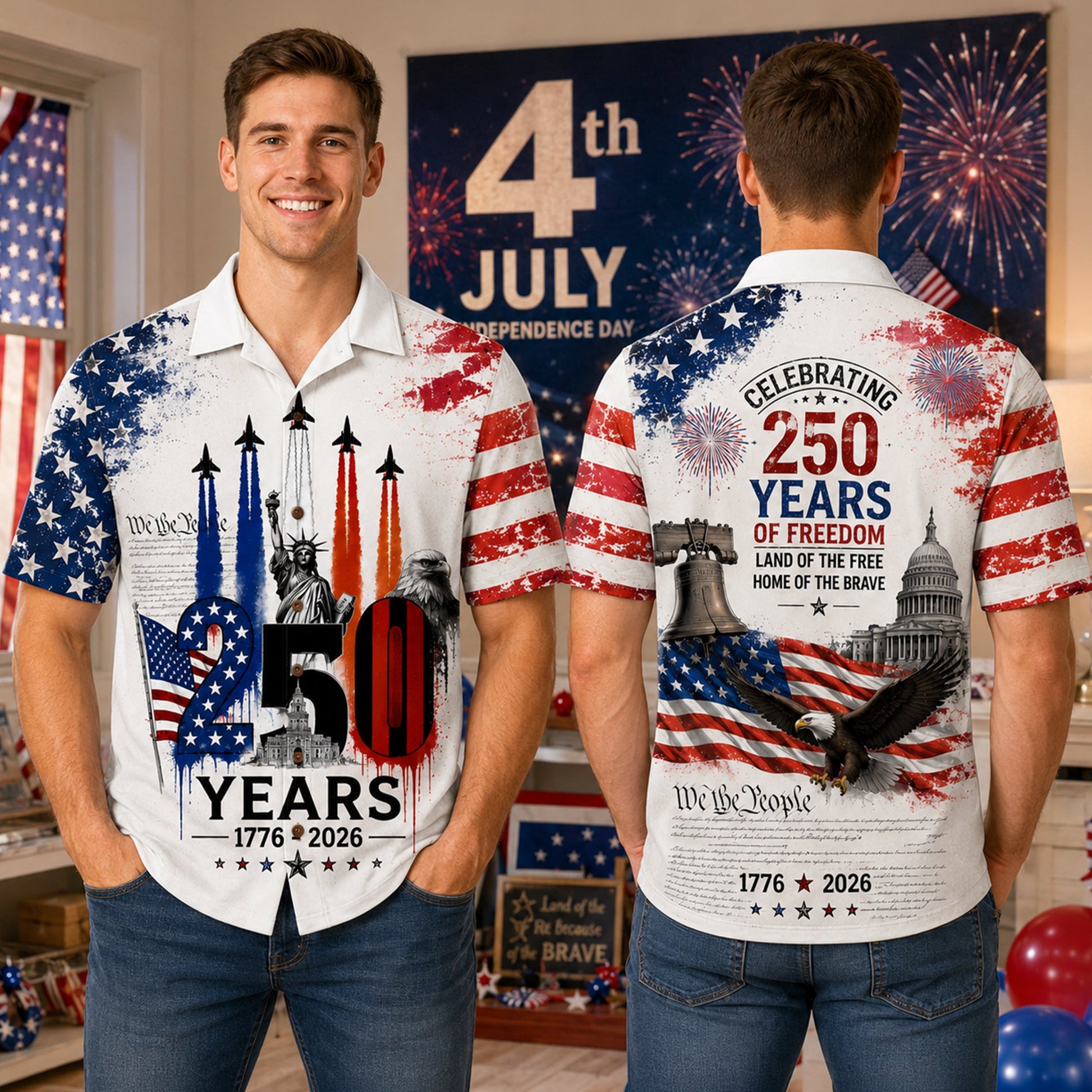 Proud American - Celebrated America 250th Anniversary Hawaiian Shirt - Gifts For Patriots 03nalu280526-Homacus