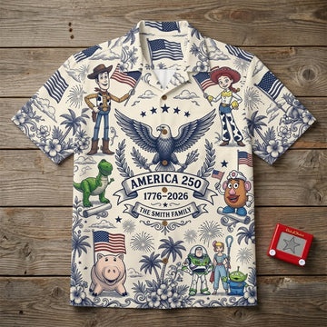 Patriotic Friends Toile De Jouy Hawaiian Shirt – USA 250 Celebration 01patn180626-Homacus