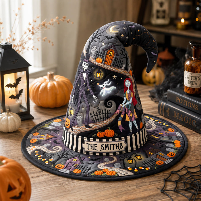 NL122 Spooky Pumpkin Town - Personalized Quilted Witch Hat - Halloween Gifts